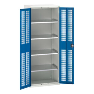 Lockable Ppe Storage Cabinet Tall - Verso Ventilated Door Cupboard Storage with 4 Shelves. WxDxH: 800X550X2000mm Ral 7035/5010 _SKU-16926743.11