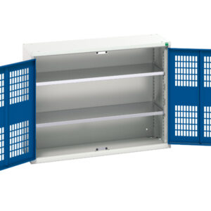 Verso Ventilated Door Cupboard Storage with 2 Shelves. WxDxH: 1050X350X800mm Ral 7035/5010 _SKU-16926750.11