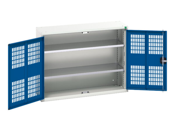 Verso Ventilated Door Cupboard Storage with 2 Shelves. WxDxH: 1050X350X800mm Ral 7035/5010 _SKU-16926750.11