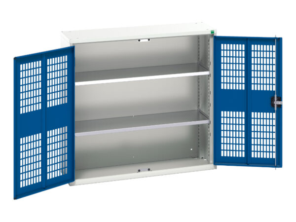 Verso Ventilated Door Cupboard Storage with 2 Shelves. WxDxH: 1050X350X1000mm Ral 7035/5010 _SKU-16926752.11