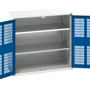 Mesh Door 2 Shelve Cupboard Storage - Verso Ventilated Door Cupboard Storage with 2 Shelves. WxDxH: 1050X550X1000mm Ral 7035/5010 _SKU-16926762.11