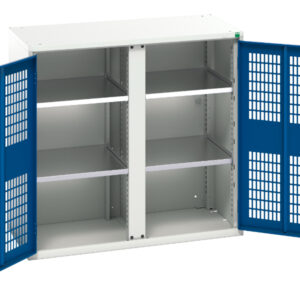 Verso Ventilated Door Cupboard Storage Shelves - Ventilated Door Cupboard Storage with 4 Shelves And Partition. WxDxH: 1050X550X1000mm Ral 7035/5010 _SKU-16926763.11