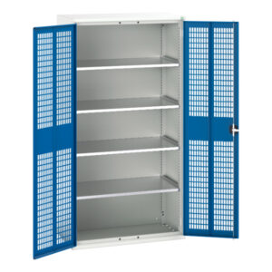 Verso Ventilated Door Cupboard Storage with 4 Shelves. WxDxH: 1050X550X2000mm Ral 7035/5010 _SKU-16926770.11