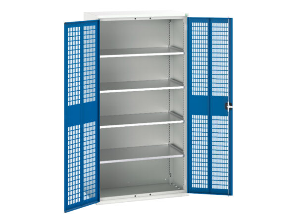 Verso Ventilated Door Cupboard Storage with 4 Shelves. WxDxH: 1050X550X2000mm Ral 7035/5010 _SKU-16926770.11
