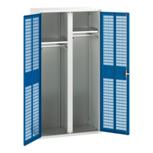 Mesh Door Cupboard Storage - Verso Ventilated Door Kitted Cupboard Storage with 2 Shelves, 2 Rail And Partition. WxDxH: 1050X550X2000mm Ral 7035/5010 _SKU-16926773.11