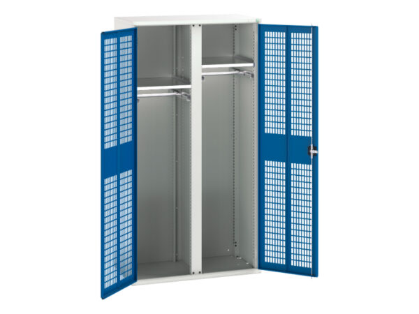Mesh Door Cupboard Storage - Verso Ventilated Door Kitted Cupboard Storage with 2 Shelves, 2 Rail And Partition. WxDxH: 1050X550X2000mm Ral 7035/5010 _SKU-16926773.11