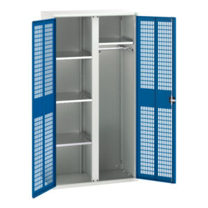Mesh Door Storage Storage Cabinet - Verso Ventilated Door Kitted Cupboard Storage with 4 Shelves, 1 Rail And Partition. WxDxH: 1050X550X2000mm Ral 7035/5010 _SKU-16926774.11