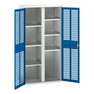 Large Storage Cupboard Storage with Shelves - Verso Ventilated Door Kitted Cupboard Storage with 6 Shelves And Partition. WxDxH: 1050X550X2000mm Ral 7035/5010 _SKU-16926775.11