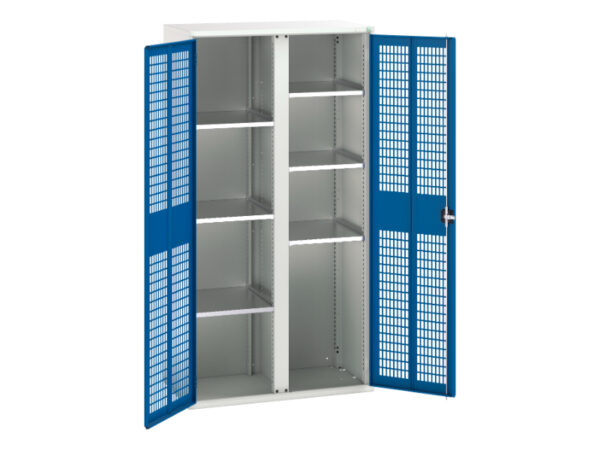 Large Storage Cupboard Storage with Shelves - Verso Ventilated Door Kitted Cupboard Storage with 6 Shelves And Partition. WxDxH: 1050X550X2000mm Ral 7035/5010 _SKU-16926775.11