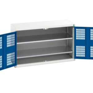 Verso Ventilated Door Cupboard Storage with 2 Shelves. WxDxH: 1300X550X800mm Ral 7035/5010 _SKU-16926780.11