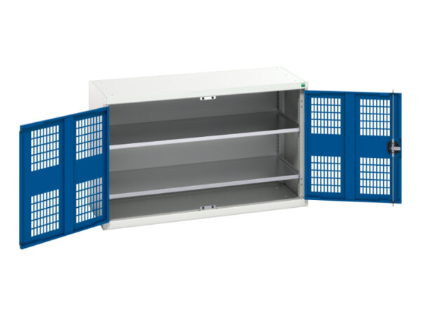 Verso Ventilated Door Cupboard Storage with 2 Shelves. WxDxH: 1300X550X800mm Ral 7035/5010 _SKU-16926780.11
