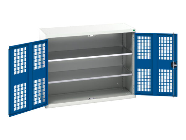 Verso Mesh Door Cupboard Storage with 2 Shelves - WxDxH: 1300X550X1000mm Ral 7035/5010 _SKU-16926782.11