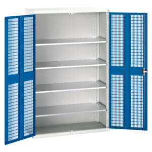 Verso Ventilated Door Cupboard Storage with 4 Shelves - WxDxH: 1300X550X2000mm Ral 7035/5010 _SKU-16926783.11