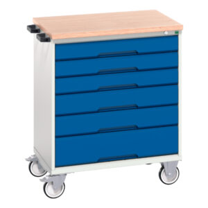 6 Drawer Mobile Storage Cabinet - Verso Mobile Storage Cabinet with 6 Drawers And Mpx Top. WxDxH: 800X600X980mm Ral 7035/5010 _SKU-16927004.11