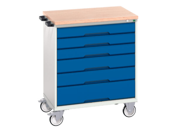 6 Drawer Mobile Storage Cabinet - Verso Mobile Storage Cabinet with 6 Drawers And Mpx Top. WxDxH: 800X600X980mm Ral 7035/5010 _SKU-16927004.11