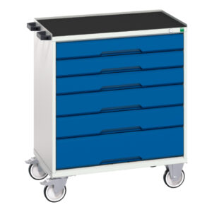 6 Drawer Mobile Storage Storage Cabinet - Verso Mobile Storage Cabinet with 6 Drawers And Top Tray. WxDxH: 800X550X965mm Ral 7035/5010 _SKU-16927005.11