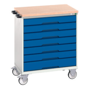 Verso Mobile Storage Cabinet with 7 Drawers - Mpx Top. WxDxH: 800X600X980mm Ral 7035/5010 _SKU-16927007.11