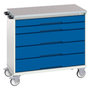 Verso Mobile Storage Cabinet with 5 Drawers - Lino Top. WxDxH: 1050X600X980mm Ral 7035/5010 _SKU-16927050.11
