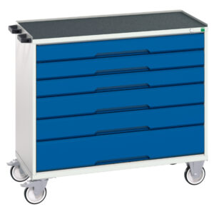 Drawer Storage Cabinet Mobile Base - Verso Mobile Storage Cabinet with 6 Drawers And Top Tray. WxDxH: 1050X550X965mm Ral 7035/5010 _SKU-16927055.11