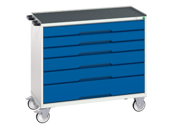 Drawer Storage Cabinet Mobile Base - Verso Mobile Storage Cabinet with 6 Drawers And Top Tray. WxDxH: 1050X550X965mm Ral 7035/5010 _SKU-16927055.11