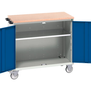 Mobile Drawer Cupboard Storage - Verso Mobile Storage Cabinet with 2 Doors, Shelf And Mpx Top. WxDxH: 1050X600X980mm Ral 7035/5010 _SKU-16927063.11