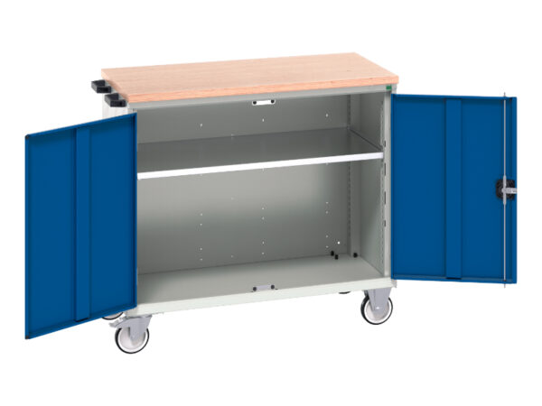 Mobile Drawer Cupboard Storage - Verso Mobile Storage Cabinet with 2 Doors, Shelf And Mpx Top. WxDxH: 1050X600X980mm Ral 7035/5010 _SKU-16927063.11