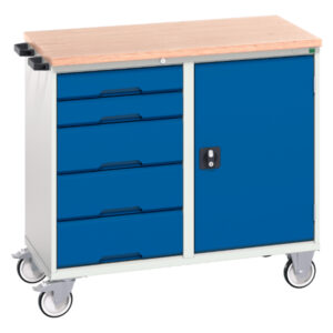 Verso Maintenance Trolley - Verso Maintenance Trolley with 5 Drawers, Door And Mpx Top. WxDxH: 1050X600X980mm Ral 7035/5010 _SKU-16927121.11