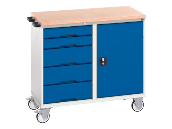 Verso Maintenance Trolley - Verso Maintenance Trolley with 5 Drawers, Door And Mpx Top. WxDxH: 1050X600X980mm Ral 7035/5010 _SKU-16927121.11