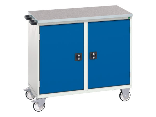 Maintenance Trolley Tool Kit - Verso Maintenance Trolley with 2 Doors, 2 Shelves And Lino Top. WxDxH: 1050X600X980mm Ral 7035/5010 _SKU-16927140.11