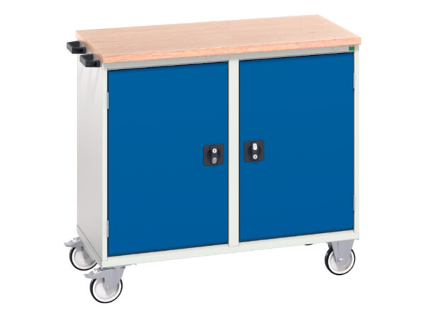 Bott Verso Maintenance Trolley - with 2 Doors, 2 Shelves And Mpx Top. WxDxH: 1050X600X980mm Ral 7035/5010 _SKU-16927141.11