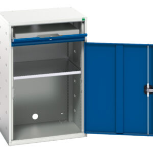 Computer Storage Cabinet - Verso Computer Cupboard Storage with 1 Shelf, 1 Sliding Tray. WxDxH: 650X550X1000mm Ral 7035/5010 _SKU-16928000.11