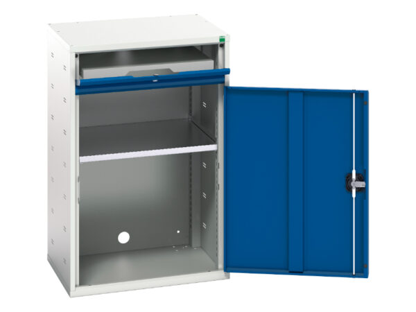 Computer Storage Cabinet - Verso Computer Cupboard Storage with 1 Shelf, 1 Sliding Tray. WxDxH: 650X550X1000mm Ral 7035/5010 _SKU-16928000.11