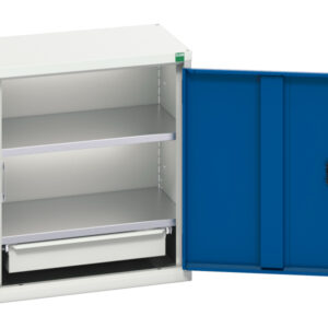 Metal Storage Cupboard Storages for Garage - Verso Economy Cupboard Storage with 2 Shelves, 1 Drawer. WxDxH: 525X350X600mm Ral 7035/5010 _SKU-16929003.11