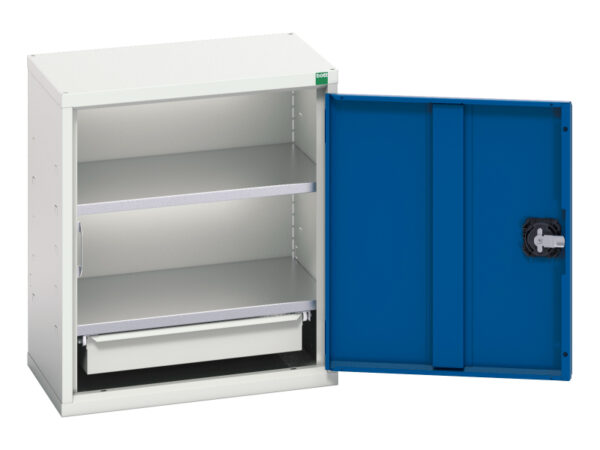 Metal Storage Cupboard Storages for Garage - Verso Economy Cupboard Storage with 2 Shelves, 1 Drawer. WxDxH: 525X350X600mm Ral 7035/5010 _SKU-16929003.11