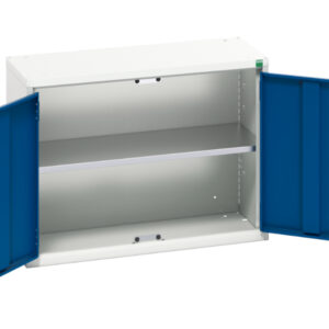Metal Storage Storage Cabinet for Garage - Verso Economy Cupboard Storage with 1 Shelf. WxDxH: 800X350X600mm Ral 7035/5010 _SKU-16929101.11