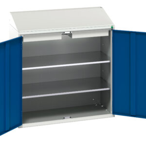 Verso Economy Lectern with 2 Shelves - 2 Drawers. WxDxH: 1050X550X1130mm Ral 7035/5010 _SKU-16929214.11