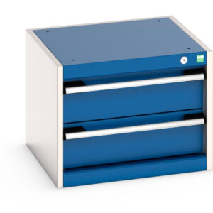 2 Drawer Heavy Duty Storage Cabinet - Cubio Drawer Storage Cabinet with 2 Drawers. WxDxH: 525X525X400mm Ral 7035/5010 _SKU-40010005.11V