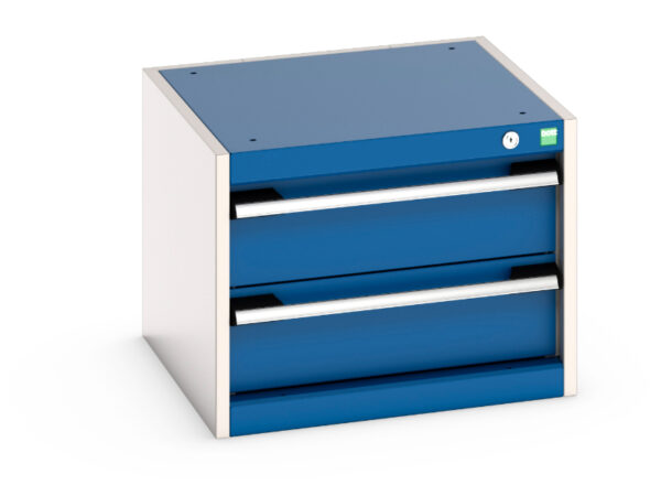 2 Drawer Heavy Duty Storage Cabinet - Cubio Drawer Storage Cabinet with 2 Drawers. WxDxH: 525X525X400mm Ral 7035/5010 _SKU-40010005.11V