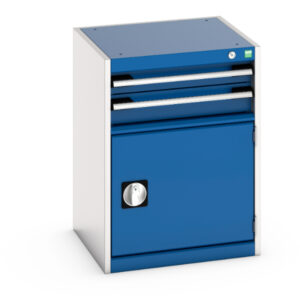 Workshop Metal Drawer Storage Cabinet - Cubio Drawer-Door Storage Cabinet with 2 Drawers / Door. WxDxH: 525X525X700mm Ral 7035/5010 _SKU-40010017.11V