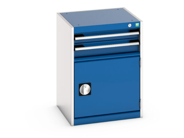 Workshop Metal Drawer Storage Cabinet - Cubio Drawer-Door Storage Cabinet with 2 Drawers / Door. WxDxH: 525X525X700mm Ral 7035/5010 _SKU-40010017.11V