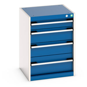 Heavy Duty Industrial Furniture Drawers Storage Cabinet - with 4 Drawers. WxDxH: 525X525X700mm Ral 7035/5010 _SKU-40010021.11V
