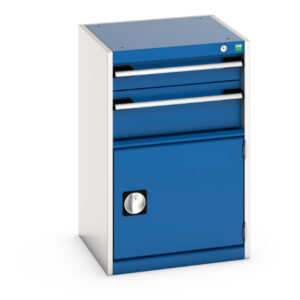 Industrial Drawers Metal - Cubio Drawer-Door Storage Cabinet with 2 Drawers / Door. WxDxH: 525X525X800mm Ral 7035/5010 _SKU-40010023.11V