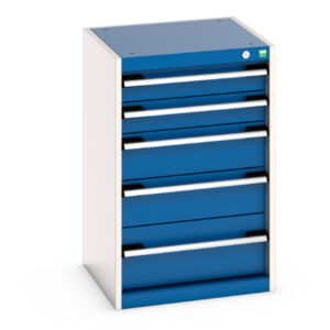 650mm Set of Workshop Drawers - Cubio Drawer Storage Cabinet with 5 Drawers. WxDxH: 525X525X800mm Ral 7035/5010 _SKU-40010027.11V