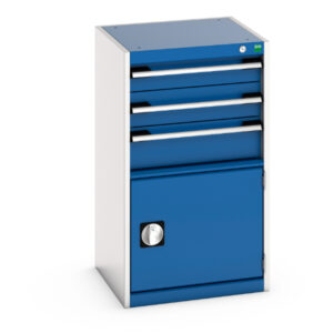 Industrial Chest of Drawers - Cubio Drawer-Door Storage Cabinet with 3 Drawers / Door. WxDxH: 525X525X900mm Ral 7035/5010 _SKU-40010033.11V