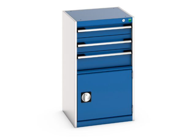 Industrial Chest of Drawers - Cubio Drawer-Door Storage Cabinet with 3 Drawers / Door. WxDxH: 525X525X900mm Ral 7035/5010 _SKU-40010033.11V