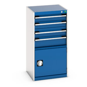 Workshop Drawers Storage - Cubio Drawer-Door Storage Cabinet with 4 Drawers / Door. WxDxH: 525X525X1000mm Ral 7035/5010 _SKU-40010043.11V