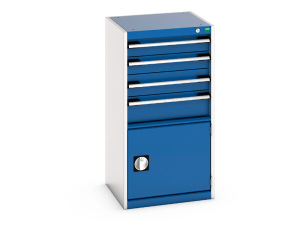 Workshop Drawers Storage - Cubio Drawer-Door Storage Cabinet with 4 Drawers / Door. WxDxH: 525X525X1000mm Ral 7035/5010 _SKU-40010043.11V