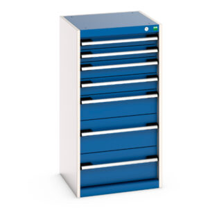 Cubio Drawer Storage Cabinet with 7 Drawers. WxDxH: 525X525X1000mm Ral 7035/5010 _SKU-40010051.11V