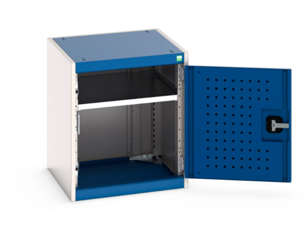 Heavy Duty Metal Cupboard Storage with Tool Pegboard - Cubio Cupboard Storage with Perfo Doors. WxDxH: 525X525X600mm Ral 7035/5010 _SKU-40010095.11V