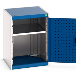 Tool Pegboard Door Cupboard Storage - Cubio Cupboard Storage with Perfo Doors. WxDxH: 525X525X700mm Ral 7035/5010 _SKU-40010096.11V